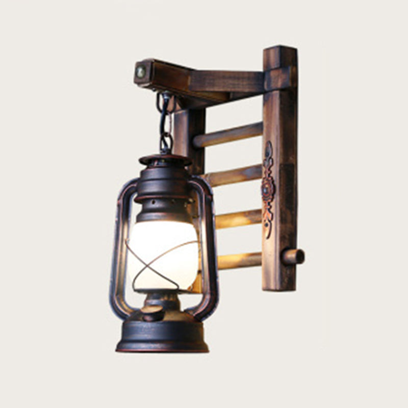 Retro -stijl muurlicht SCONCE met lampenkap 1 lichtglazen sconces