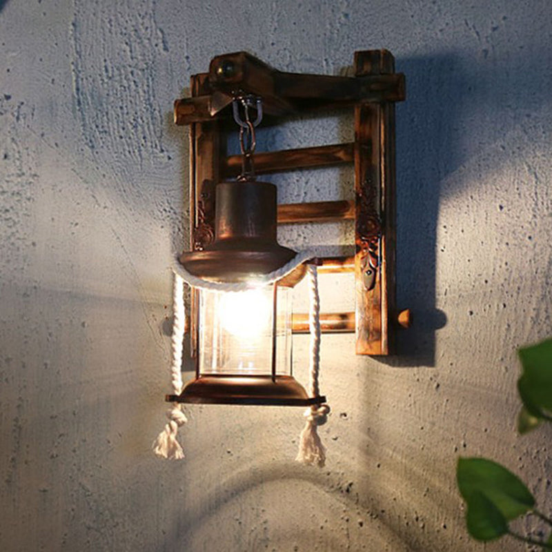 Retro -stijl muurlicht SCONCE met lampenkap 1 lichtglazen sconces