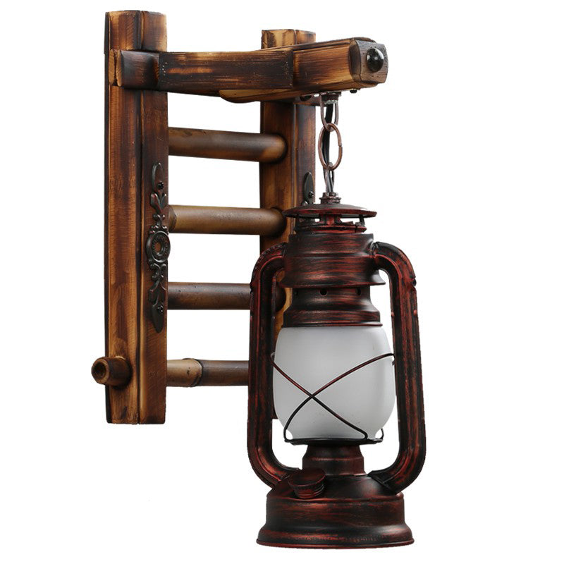 Retro -stijl muurlicht SCONCE met lampenkap 1 lichtglazen sconces