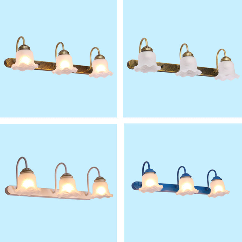 Gooseneck Vanity Mirror Lights American Pastoral Style Glass 3 Bulb Vanity Light