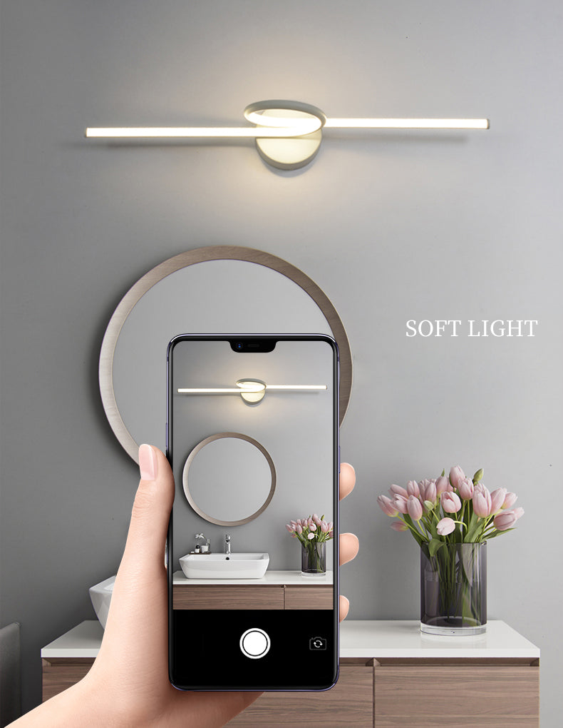 Linear Vanity Light Fixture Nordic Minimalist Style Metal Single Vanity Light