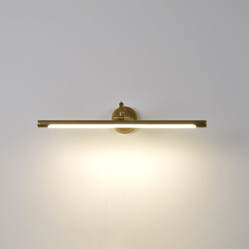 Linear Vanity Light Fixture Retro Style Copper Single Vanity Light