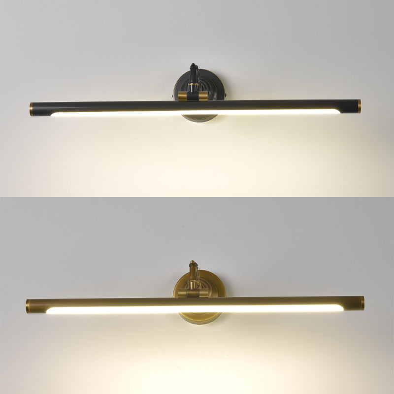 Linear Vanity Light Fixture Retro Style Copper Single Vanity Light