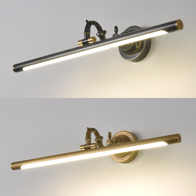 Linear Vanity Light Fixture Retro Style Copper Single Vanity Light
