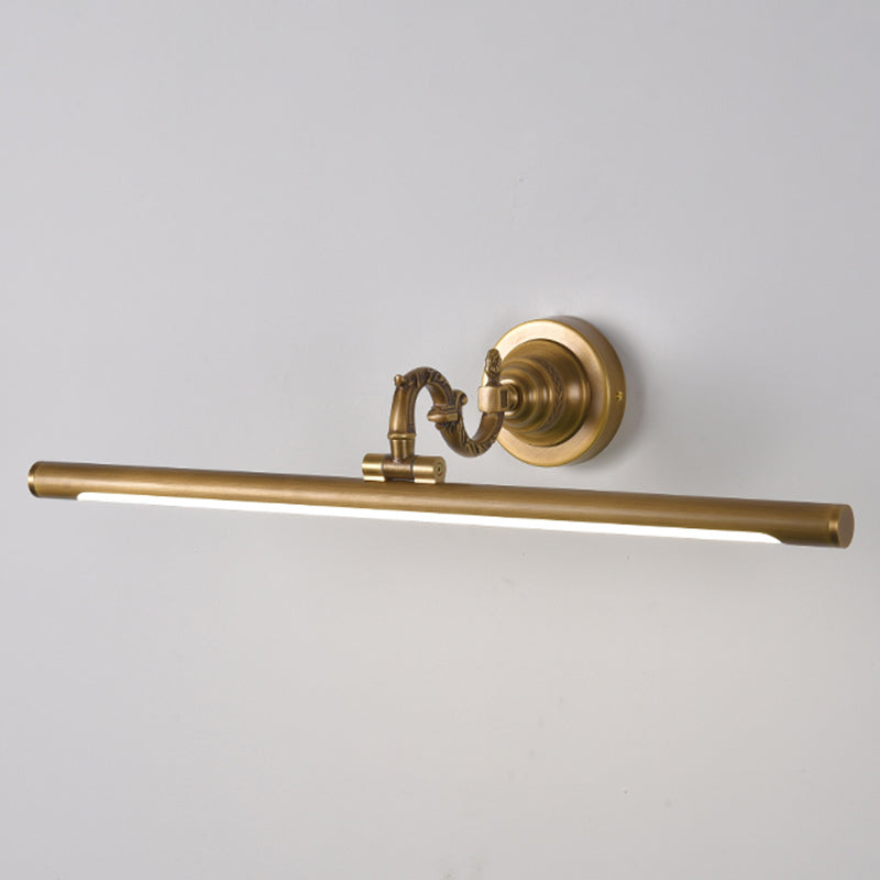 Linear Vanity Light Fixture Retro Style Copper Single Vanity Light