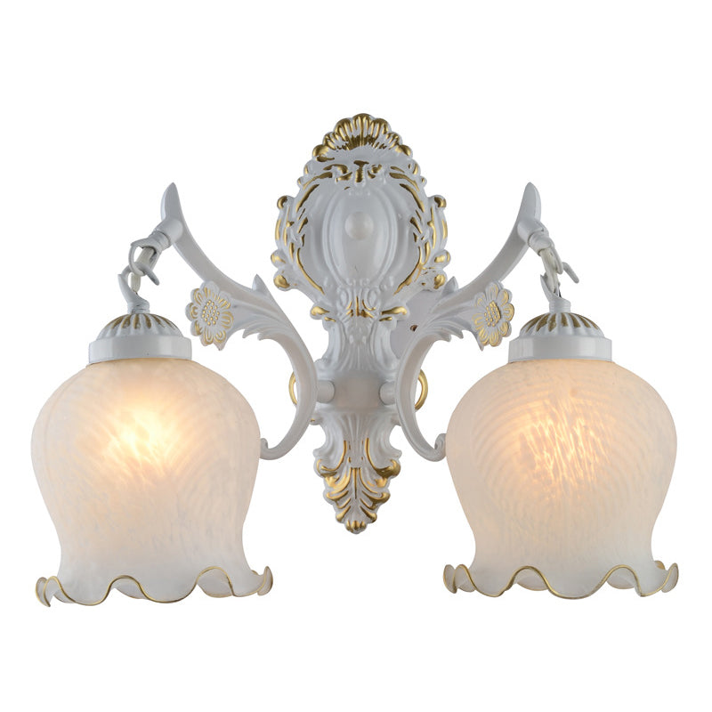 Traditional Classical Style Armed Vanity Wall Sconce Glass Vanity Lamp
