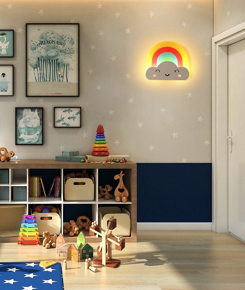 Fispositivi da parete in stile creativo cartone animato Light Acrilic Wall Light per camera da letto