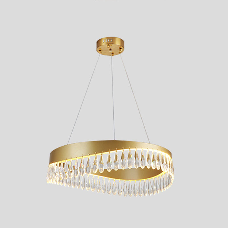 Adjustable Hanging Cord Chandelier Light Modern Round Crystal Ceiling Pendant for Restaurant