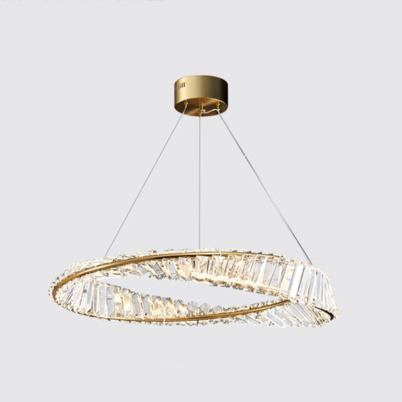 Postmodern Simplicity Round Hanging Chandelier Pendant Light Crystal Ceiling Lights Fixture for Restaurant