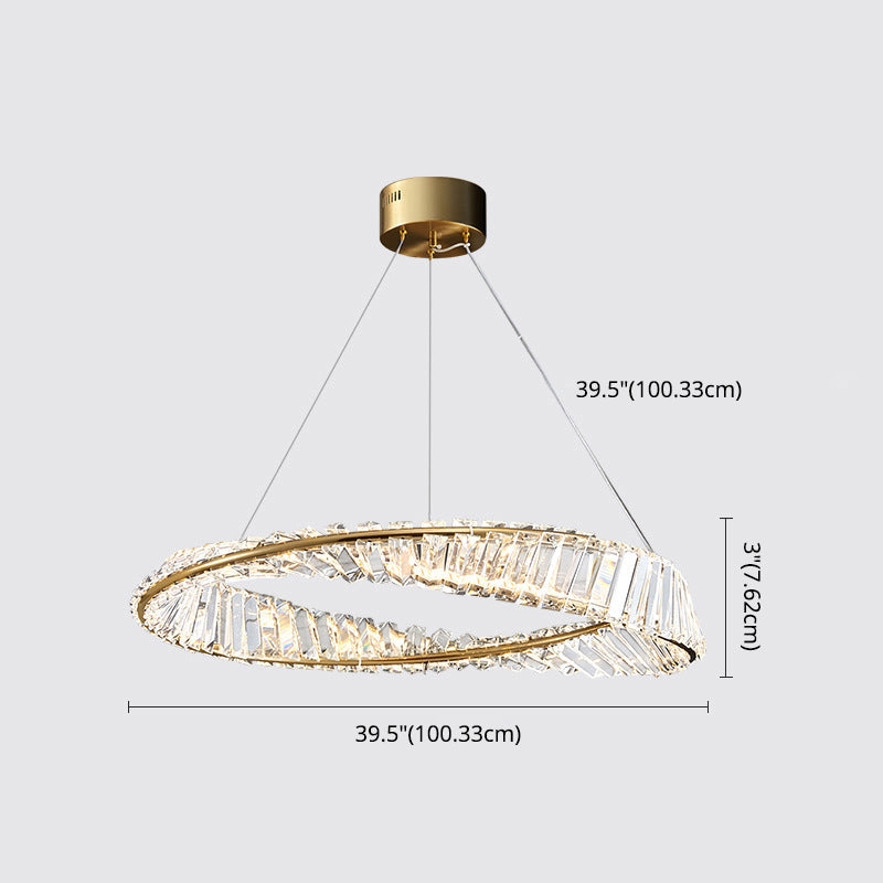 Postmodern Simplicity Round Hanging Chandelier Pendant Light Crystal Ceiling Lights Fixture for Restaurant