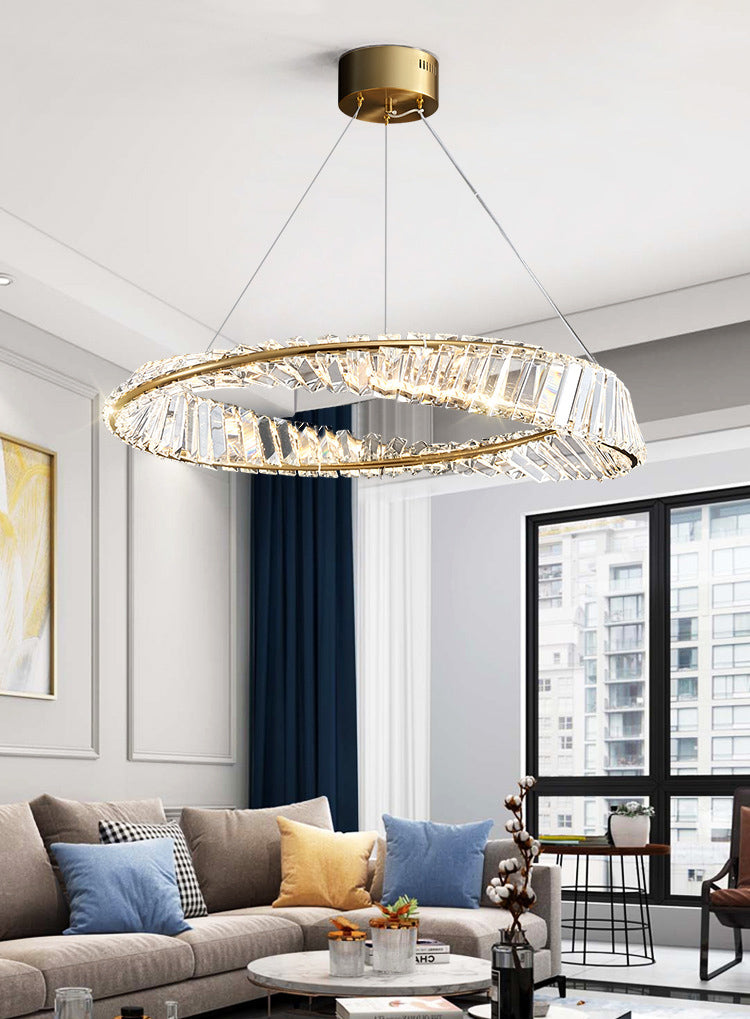 Postmodern Simplicity Round Hanging Chandelier Pendant Light Crystal Ceiling Lights Fixture for Restaurant