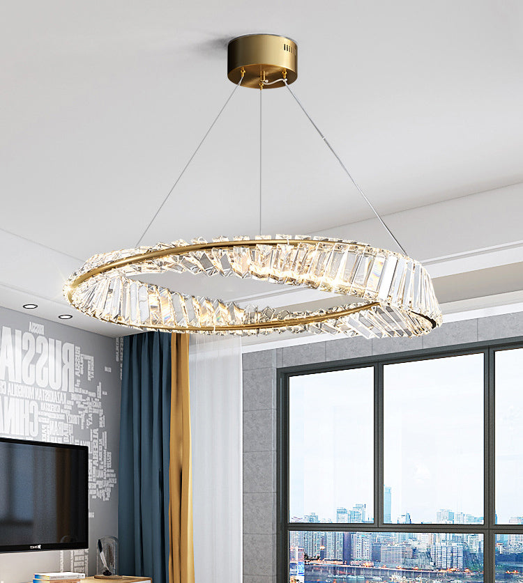 Postmodern Simplicity Round Hanging Chandelier Pendant Light Crystal Ceiling Lights Fixture for Restaurant