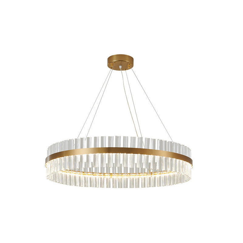 Postmodern Circular Suspended Lighting Fixture Crystal Hanging Ceiling Fixture for Restaurant