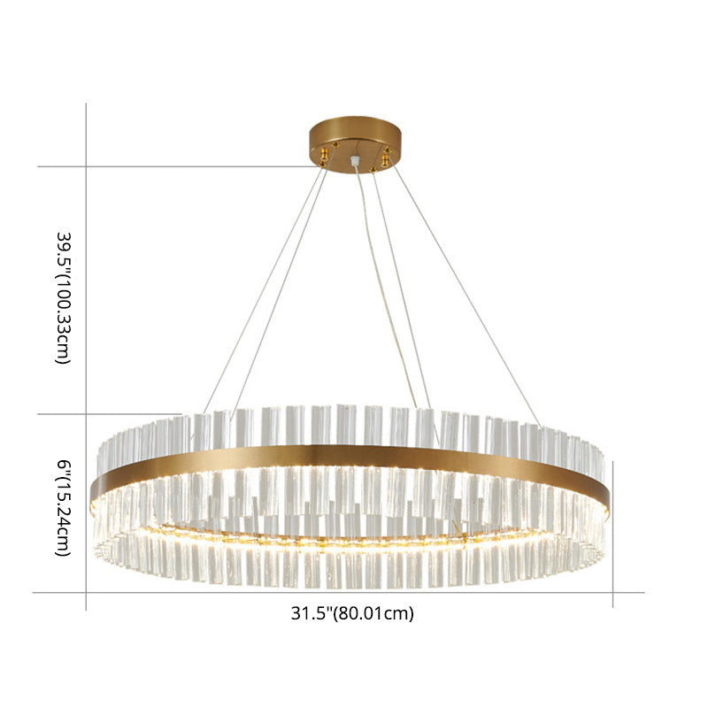 Postmodern Circular Suspended Lighting Fixture Crystal Hanging Ceiling Fixture for Restaurant