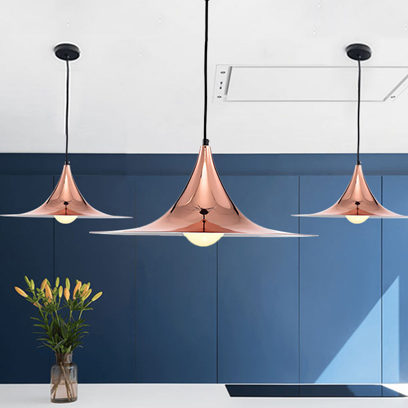 Flared Suspension Light in Nordic Style Metal 1 Light Black/White/Gold Hanging Ceiling Light