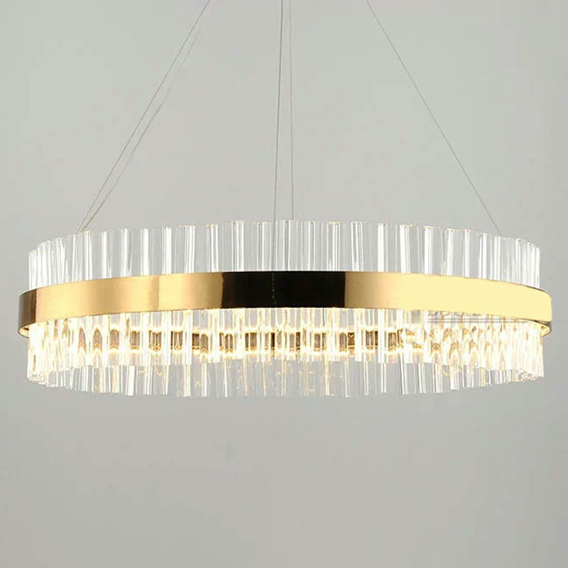 Postmodern Simplicity Round Pendant Chandelier Crystal Hanging Light Fixture for Living Room
