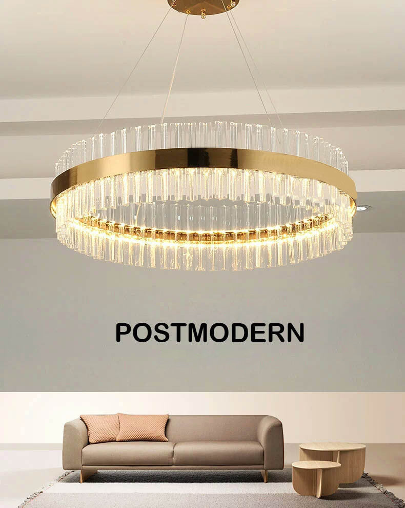Postmodern Simplicity Round Pendant Chandelier Crystal Hanging Light Fixture for Living Room