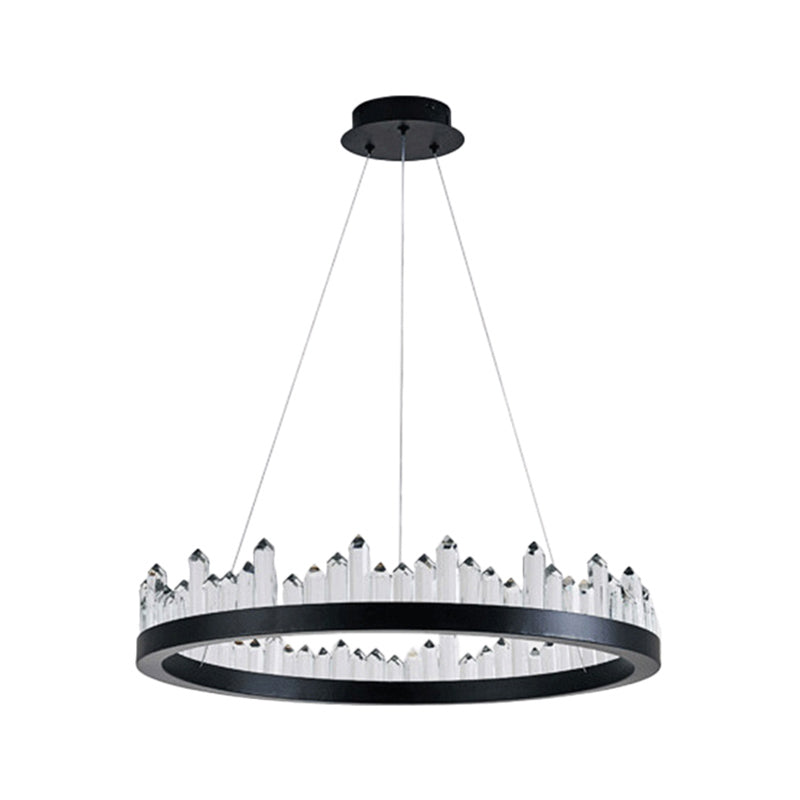Postmodern Simplicity Circular Ceiling Chandelier Crystal Hanging Light with Hanging Cord for Living Room