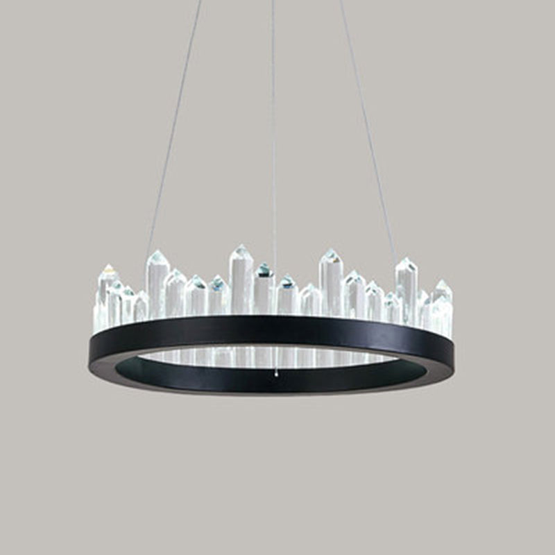 Postmodern Simplicity Circular Ceiling Chandelier Crystal Hanging Light with Hanging Cord for Living Room