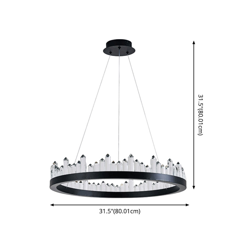 Postmodern Simplicity Circular Ceiling Chandelier Crystal Hanging Light with Hanging Cord for Living Room