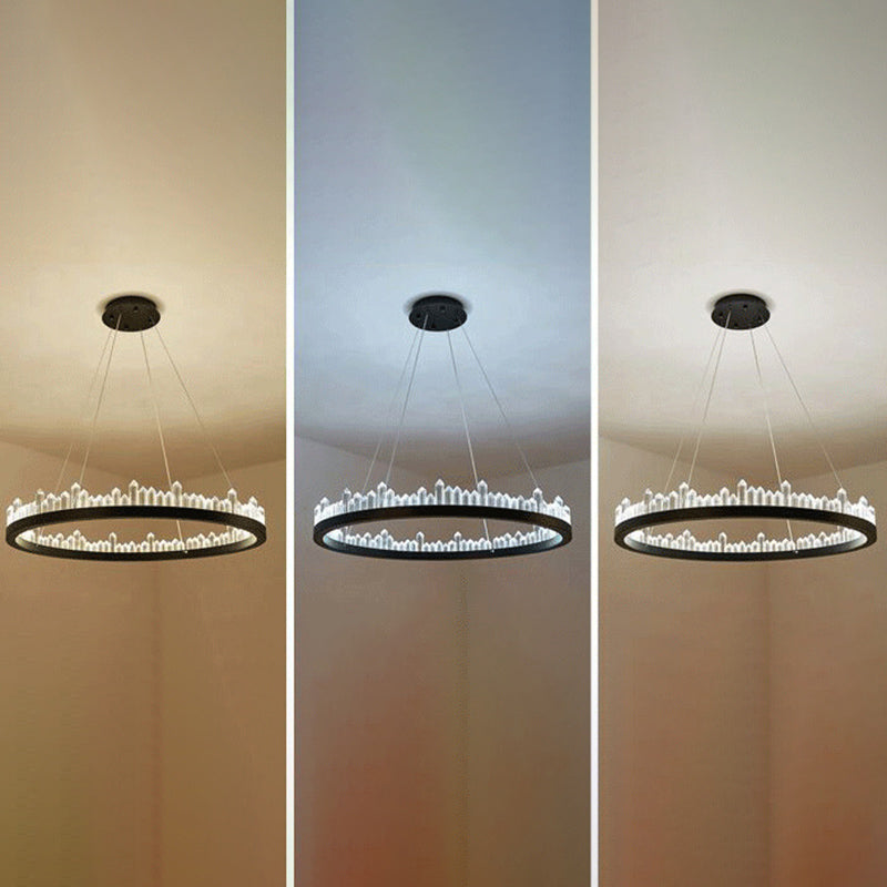 Postmodern Simplicity Circular Ceiling Chandelier Crystal Hanging Light with Hanging Cord for Living Room