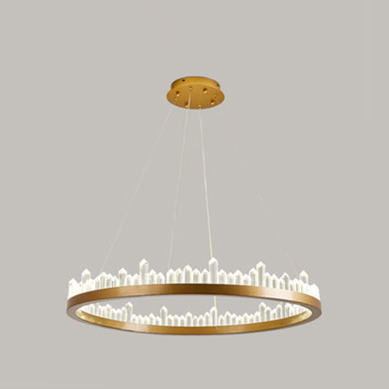 Postmodern Simplicity Circular Ceiling Chandelier Crystal Hanging Light with Hanging Cord for Living Room