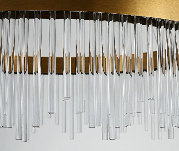 Modern Round Chandelier Glass Crystal Pendant Ceiling Lights with Adjustable Hanging Cord for Living Room