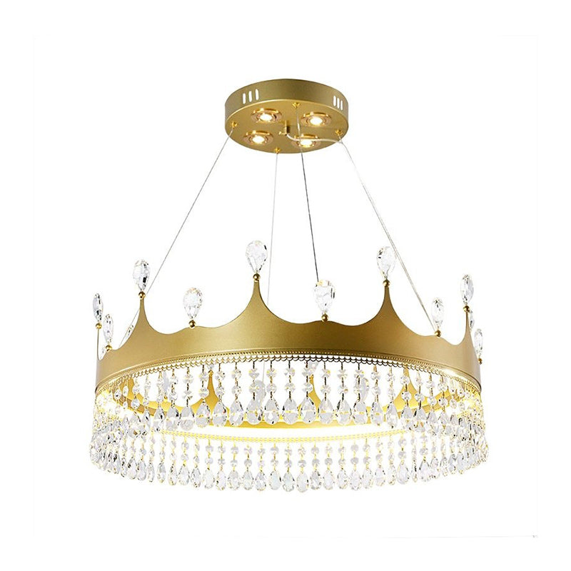 Contemporary Crown Chandelier Lights Crystal Pendant Ceiling Lights for Living Room