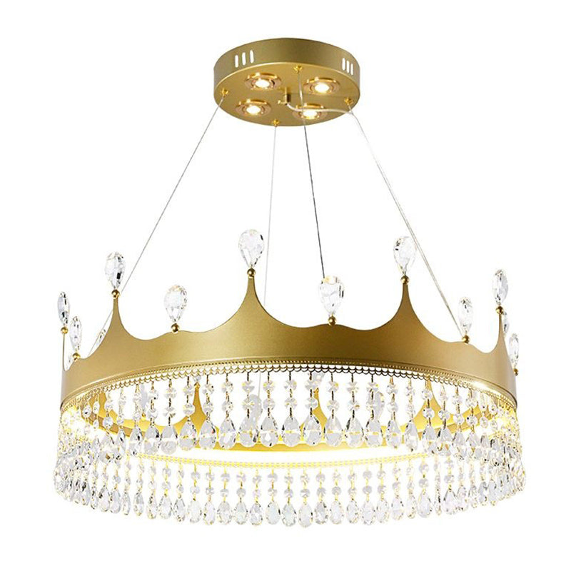 Contemporary Crown Chandelier Lights Crystal Pendant Ceiling Lights for Living Room