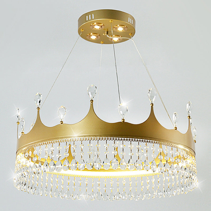 Contemporary Crown Chandelier Lights Crystal Pendant Ceiling Lights for Living Room