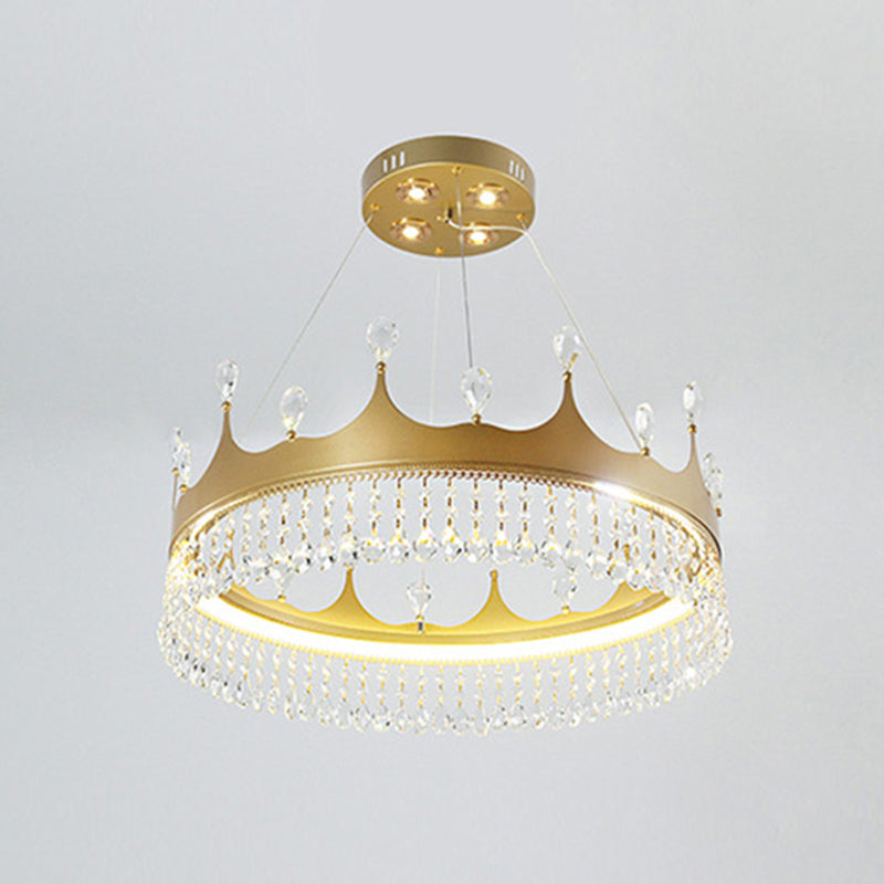 Contemporary Crown Chandelier Lights Crystal Pendant Ceiling Lights for Living Room