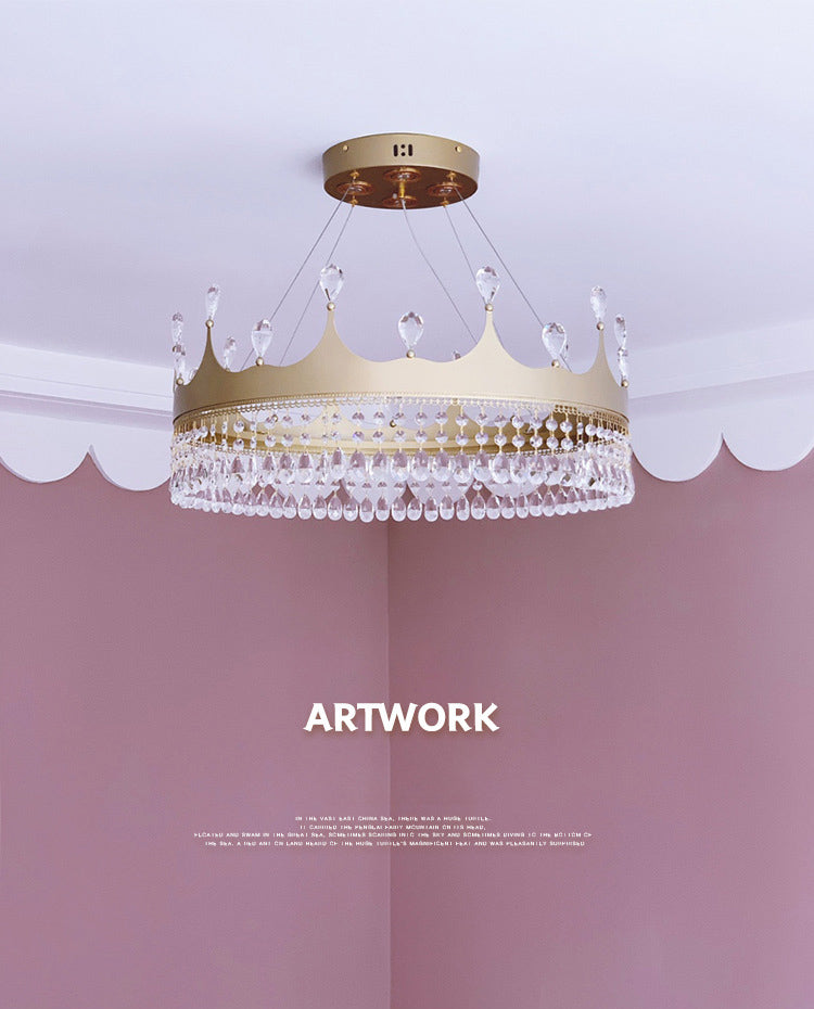 Contemporary Crown Chandelier Lights Crystal Pendant Ceiling Lights for Living Room