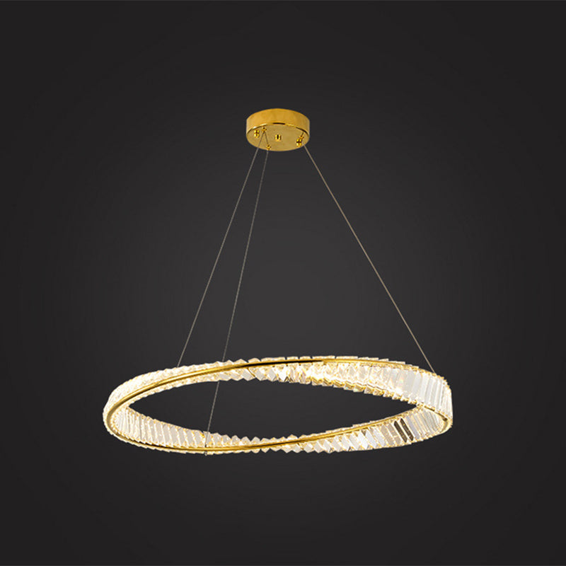 Ultramoderne ring LED Kroonluchter Lamp Crystal Suspension Pendant Light voor restaurant