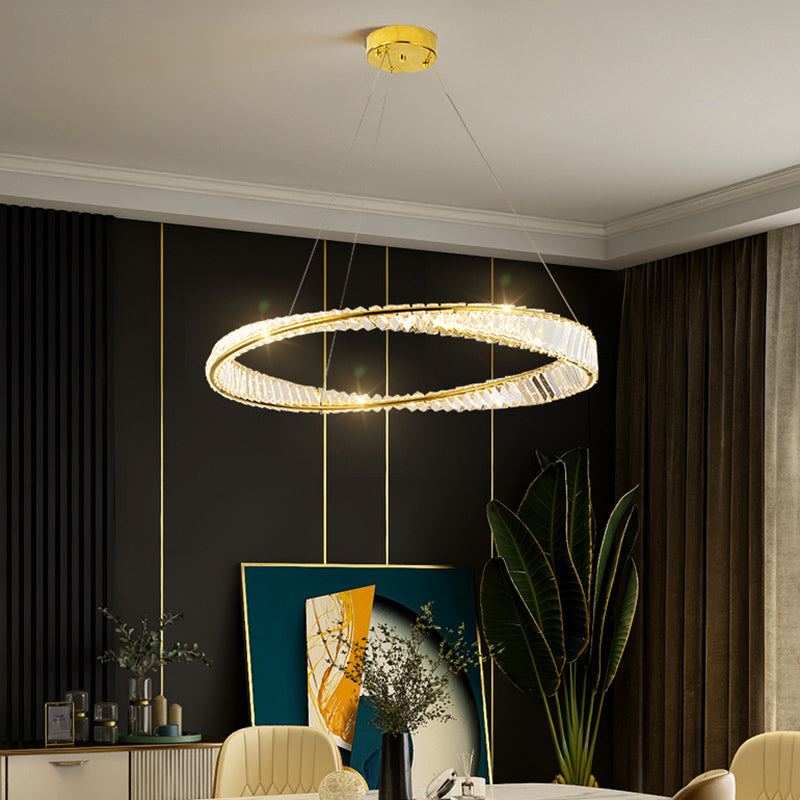Ultramoderne ring LED Kroonluchter Lamp Crystal Suspension Pendant Light voor restaurant
