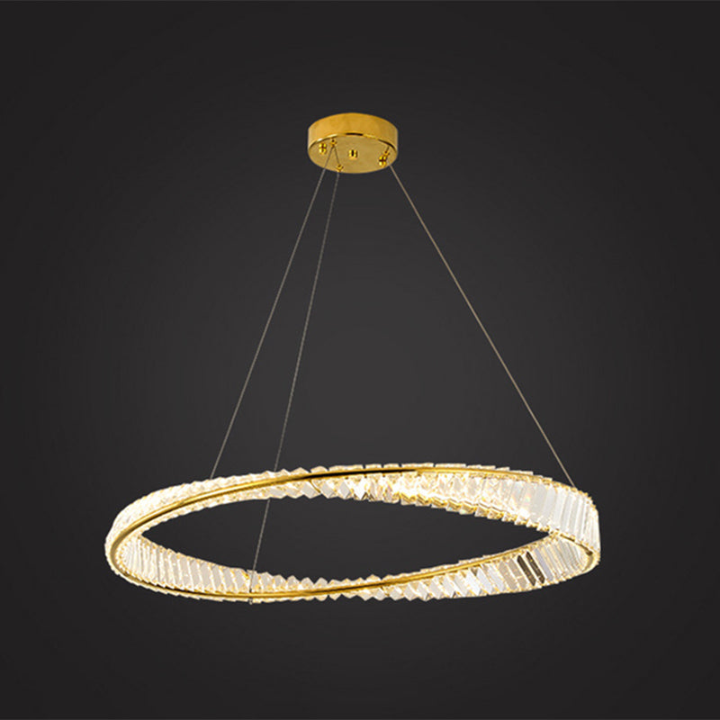 Ultramoderne ring LED Kroonluchter Lamp Crystal Suspension Pendant Light voor restaurant