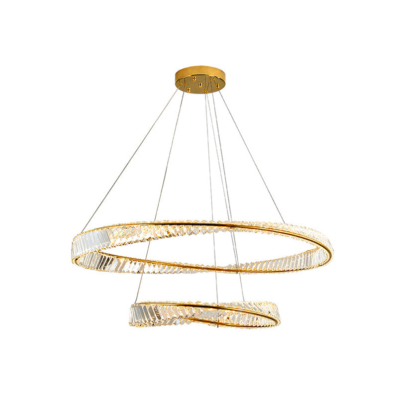 Ultramoderne ring LED Kroonluchter Lamp Crystal Suspension Pendant Light voor restaurant