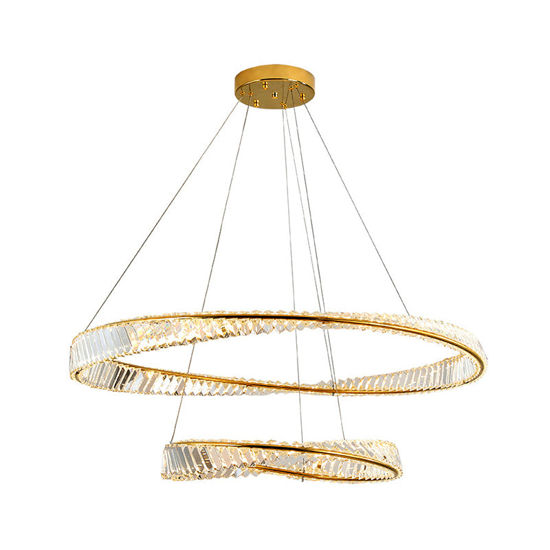 Ultramoderne ring LED Kroonluchter Lamp Crystal Suspension Pendant Light voor restaurant