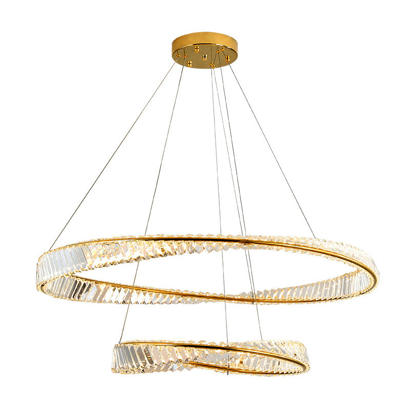 Ultramoderne ring LED Kroonluchter Lamp Crystal Suspension Pendant Light voor restaurant