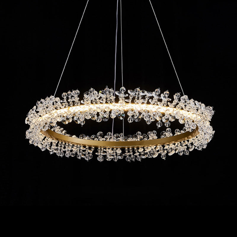 Contemporary Ring Chandelier Pendant Light Crystal Suspension Pendant Light for Living Room