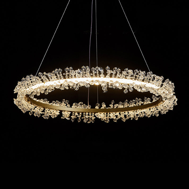 Contemporary Ring Chandelier Pendant Light Crystal Suspension Pendant Light for Living Room