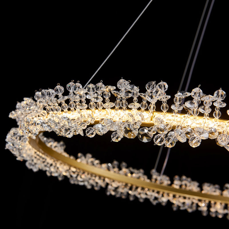 Contemporary Ring Chandelier Pendant Light Crystal Suspension Pendant Light for Living Room