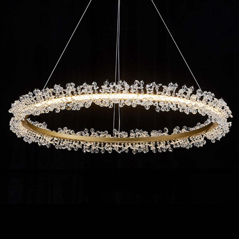 Contemporary Ring Chandelier Pendant Light Crystal Suspension Pendant Light for Living Room