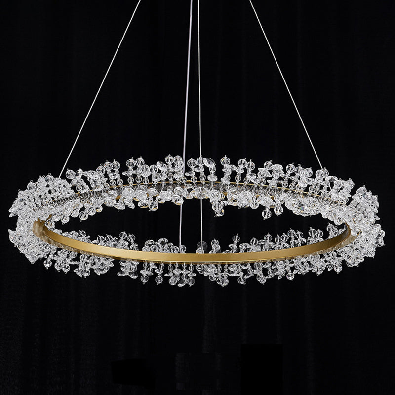 Contemporary Ring Chandelier Pendant Light Crystal Suspension Pendant Light for Living Room