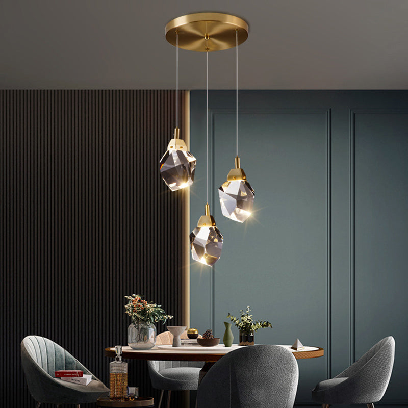 Postmoderne Einfachheit Geometrisch hängende Deckenleuchte Kristall -Aufhängung Anhänger Licht für das Restaurant