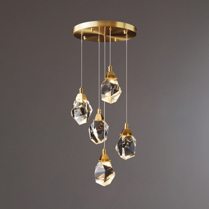 Postmoderne Einfachheit Geometrisch hängende Deckenleuchte Kristall -Aufhängung Anhänger Licht für das Restaurant