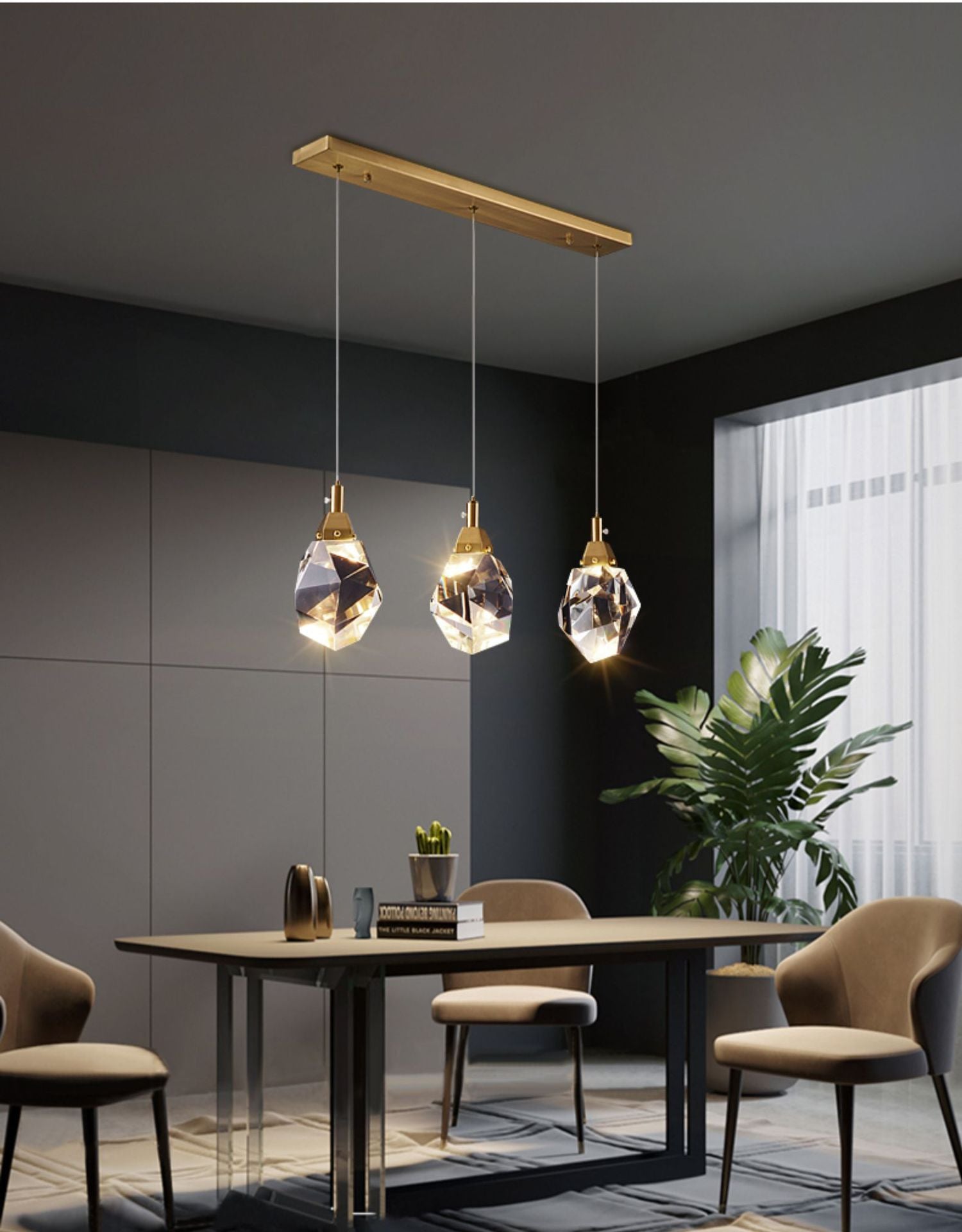 Postmoderne Einfachheit Geometrisch hängende Deckenleuchte Kristall -Aufhängung Anhänger Licht für das Restaurant