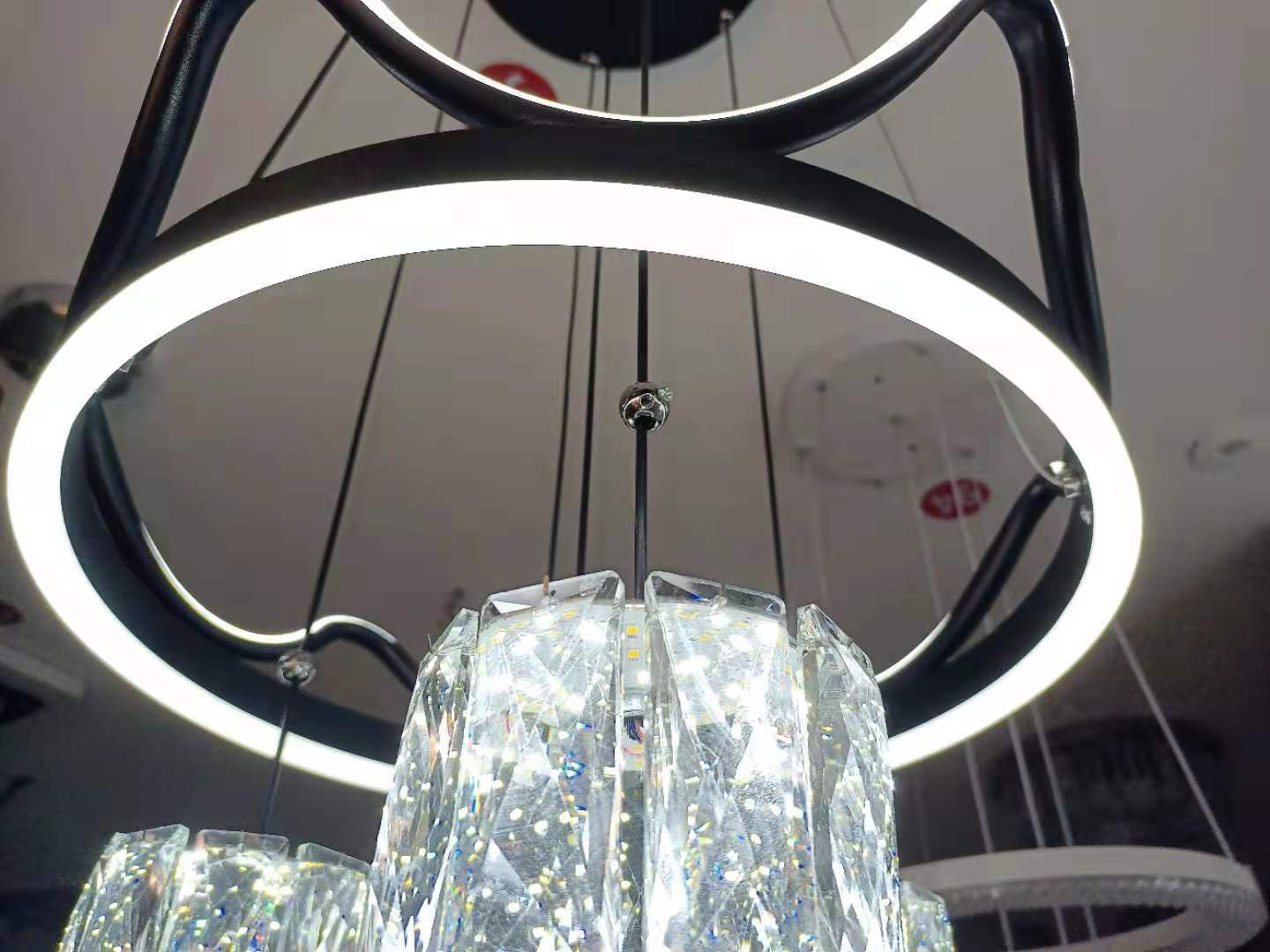 Ultra-moderner Einfachheit Ring Hanging Deckenleuchte Kristall Suspension Anhänger Licht für das Restaurant