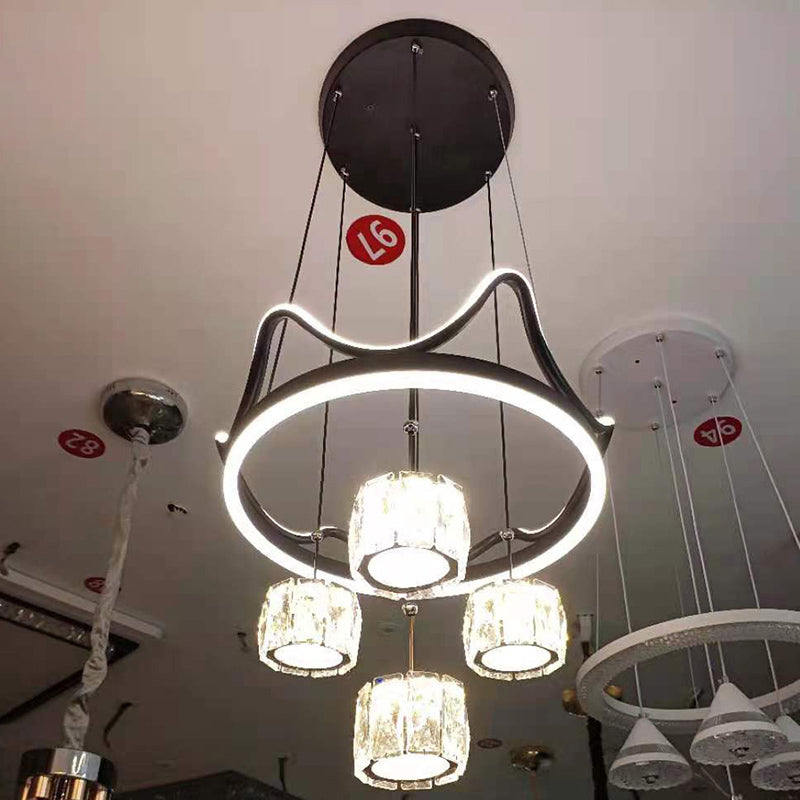 Ultra-moderner Einfachheit Ring Hanging Deckenleuchte Kristall Suspension Anhänger Licht für das Restaurant