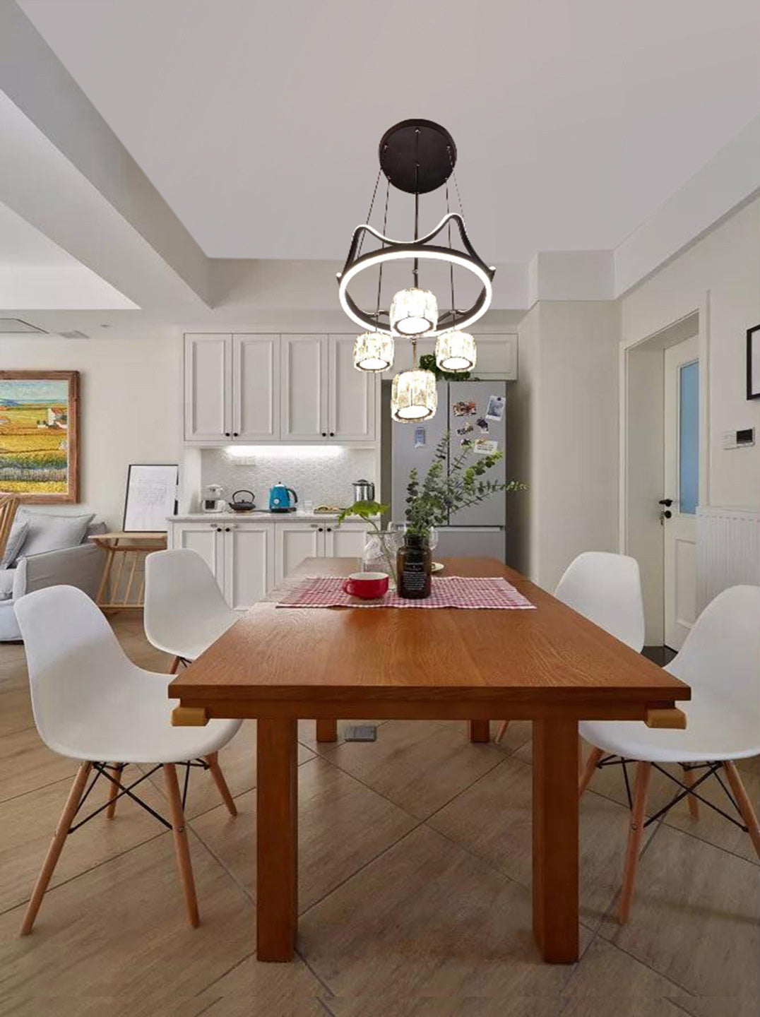 Ultramoderne eenvoud ring hangend plafond licht kristallen ophanging hanglamp voor restaurant