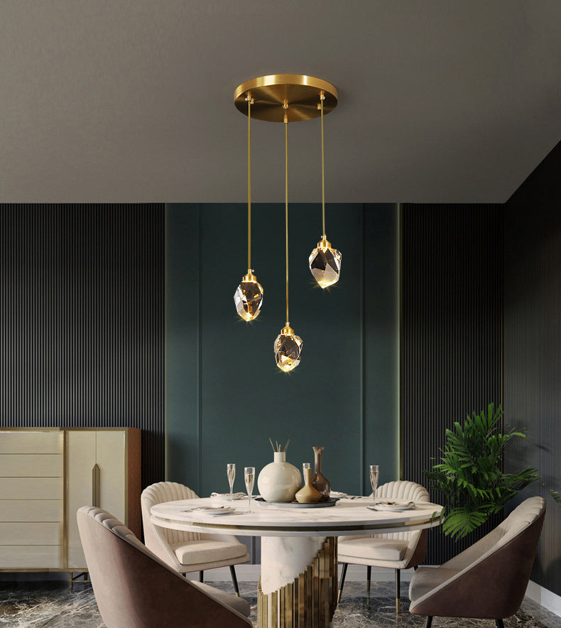 Postmoderne Einfachheit Geometrisch hängende Deckenleuchte Kristall -Aufhängung Anhänger Licht für das Restaurant